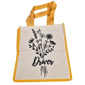 Driver Floral Canvas Tote Yellow Trim